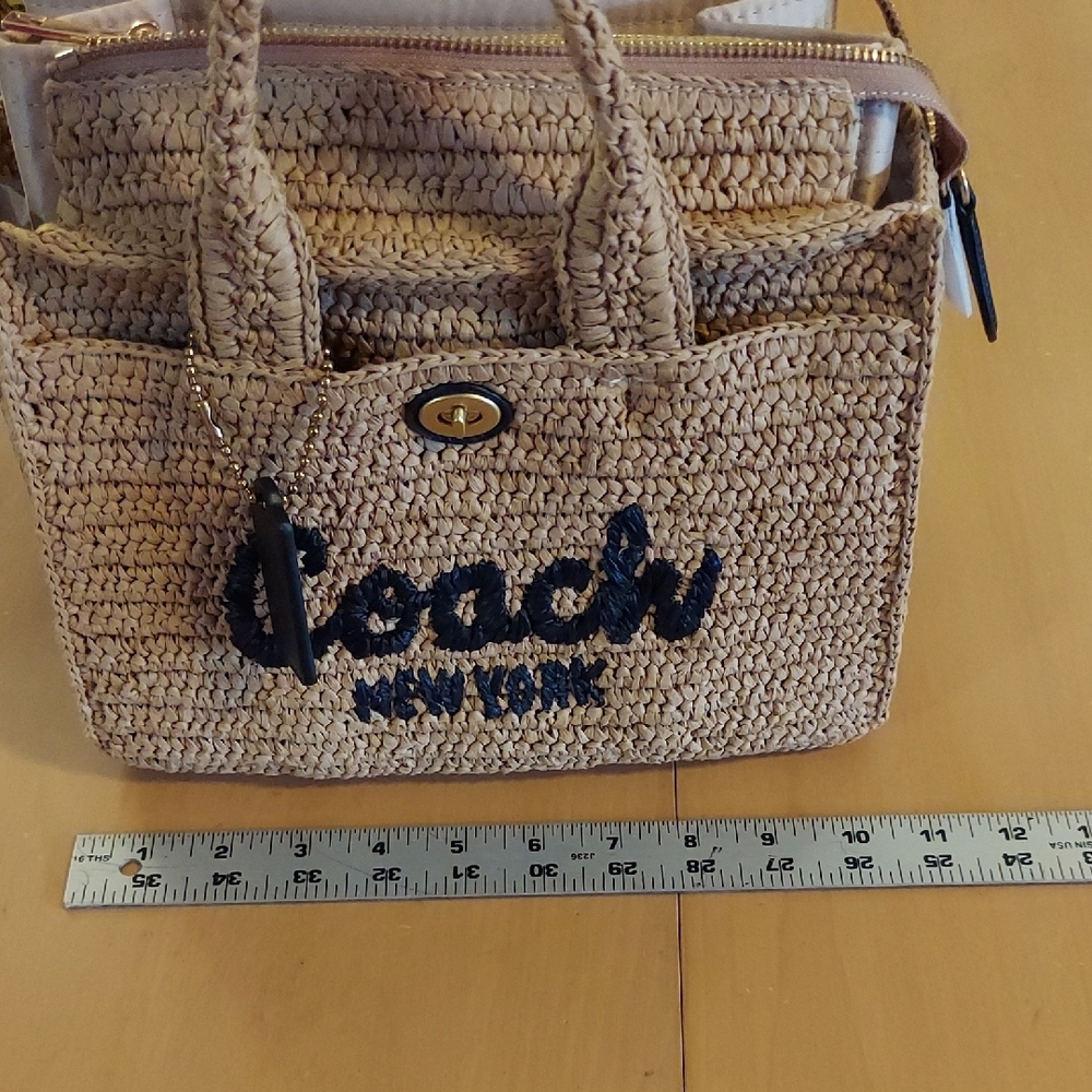 Coach Cargo Tote 26, NWT, Straw w/Black Accents - Picture 8 of 16